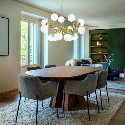 Ideal Lux - Hängeleuchte NODI an Kabel 15xE14/28W/230V Ø 105 cm Messing/Weiß