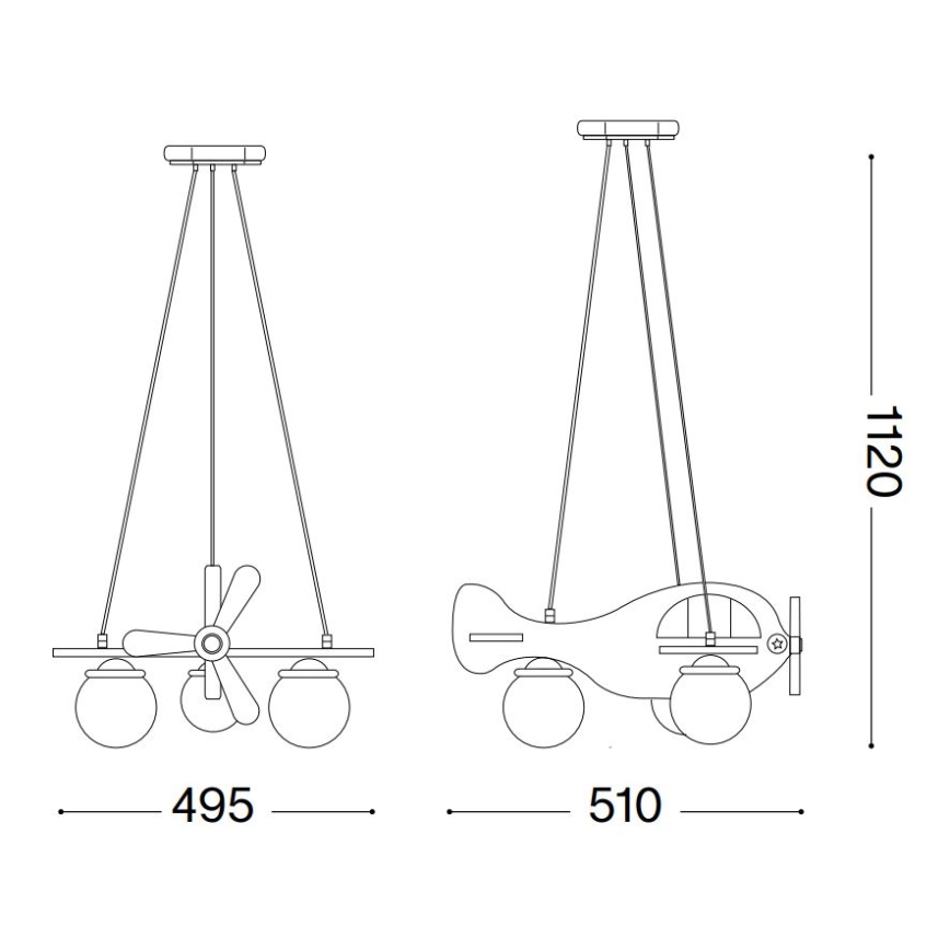 Ideal Lux - Kinder-Pendelleuchte an Kabel AVION 3xE14/28W/230V blau