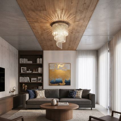 Ideal Lux - Kristall-Anbaukronleuchter CARLTON 12xE14/40W/230V d 50 cm glänzendes Chrom