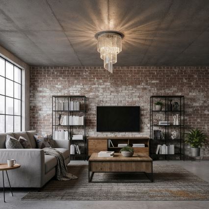 Ideal Lux - Kristall-Anbaukronleuchter CARLTON 12xE14/40W/230V d 50 cm glänzendes Chrom