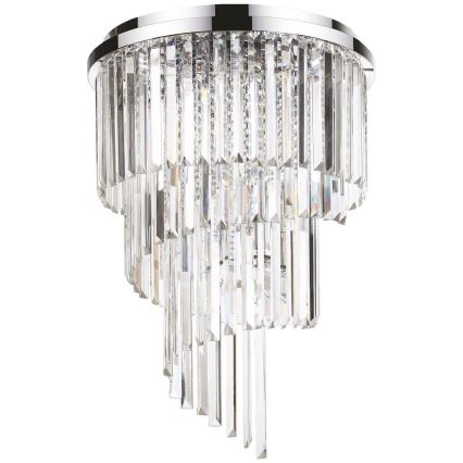 Ideal Lux - Kristall-Anbaukronleuchter CARLTON 12xE14/40W/230V d 50 cm glänzendes Chrom
