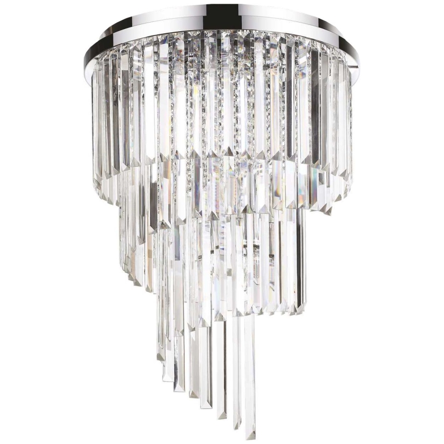 Ideal Lux - Kristall-Anbaukronleuchter CARLTON 12xE14/40W/230V d 50 cm glänzendes Chrom