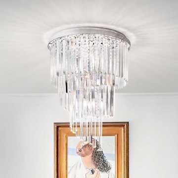 Ideal Lux - Kristall-Anbaukronleuchter CARLTON 12xE14/40W/230V d 50 cm glänzendes Chrom