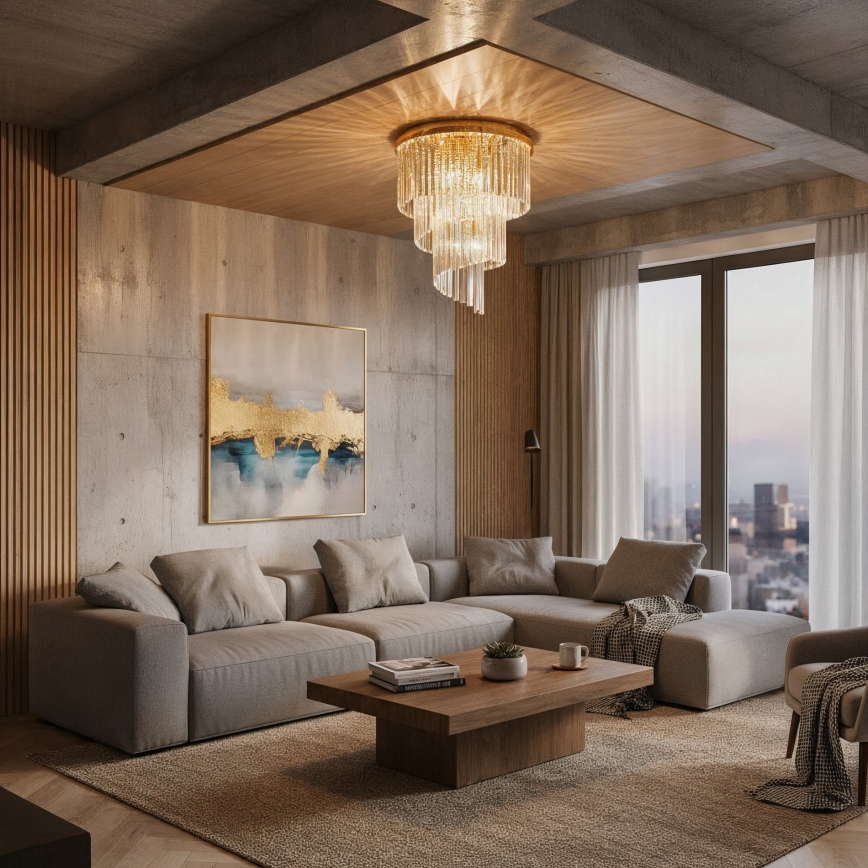 Ideal Lux - Kristall-Anbaukronleuchter CARLTON 12xE14/40W/230V d 50 cm golden