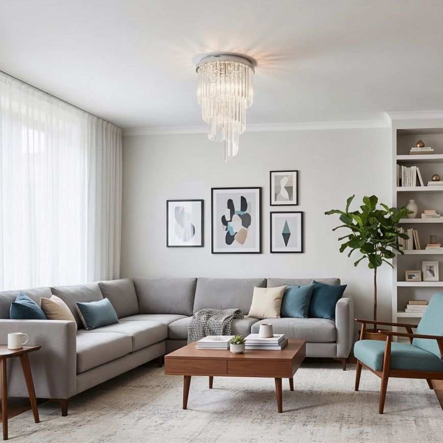 Ideal Lux - Kristall-Anbaukronleuchter CARLTON 8xE14/40W/230V d 40 cm glänzendes Chrom