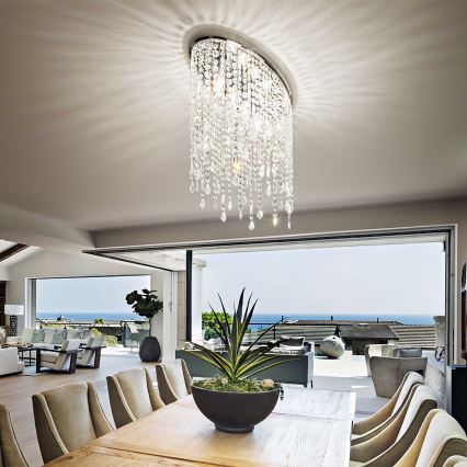 Ideal Lux - Kristall-Deckenleuchte RAIN 3xE14/40W/230V glänzender Chrom