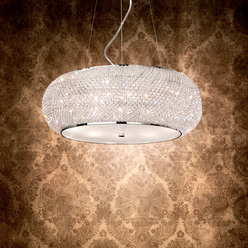 Ideal Lux - Kristall-Hängeleuchte PASHA 10xE14/40W/230V d 55 cm glänzendes Chrom