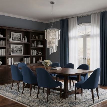 Ideal Lux - Kristall-Kronleuchter an Aufhängung CARLTON 8xE14/40W/230V d 40 cm glänzendes Chrom