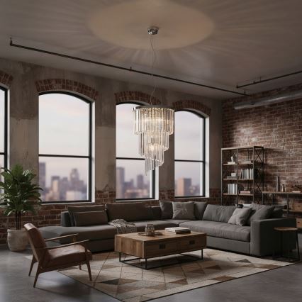 Ideal Lux - Kristall-Kronleuchter an Aufhängung CARLTON 8xE14/40W/230V d 40 cm glänzendes Chrom