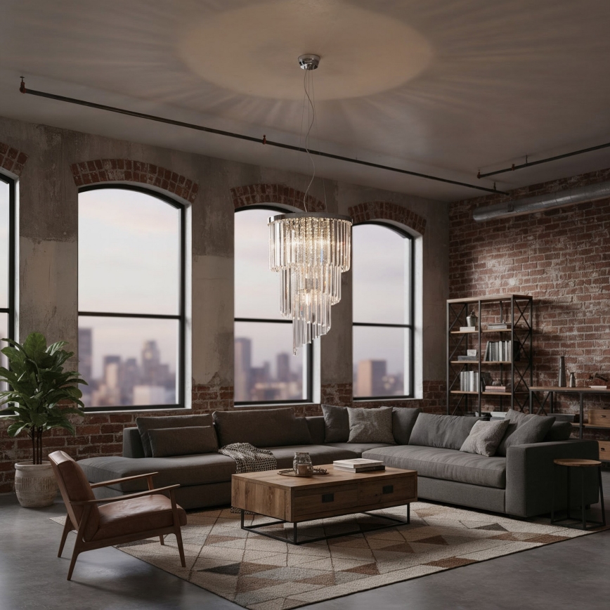 Ideal Lux - Kristall-Kronleuchter an Aufhängung CARLTON 8xE14/40W/230V d 40 cm glänzendes Chrom