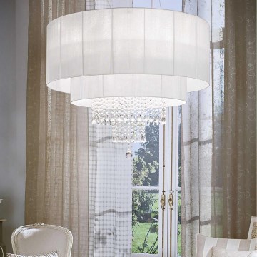 Ideal Lux - Kristall-Kronleuchter an Aufhängung OPERA 10xE27/60W/230V d 90 cm weiß