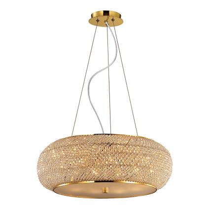 Ideal Lux - Kristall-Kronleuchter an Aufhängung PASHA 14xE14/40W/230V d 65 cm golden