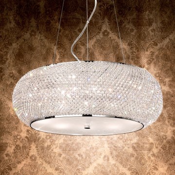 Ideal Lux - Kristall-Kronleuchter an Aufhängung PASHA 6xE14/40W/230V d 40 cm glänzendes Chrom