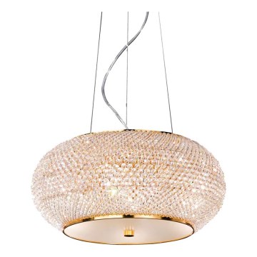 Ideal Lux - Kristall-Kronleuchter an Aufhängung PASHA 6xE14/40W/230V d 40 cm golden