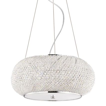 Ideal Lux - Kristall-Kronleuchter an Aufhängung PASHA 6xE14/40W/230V d 40 cm glänzendes Chrom