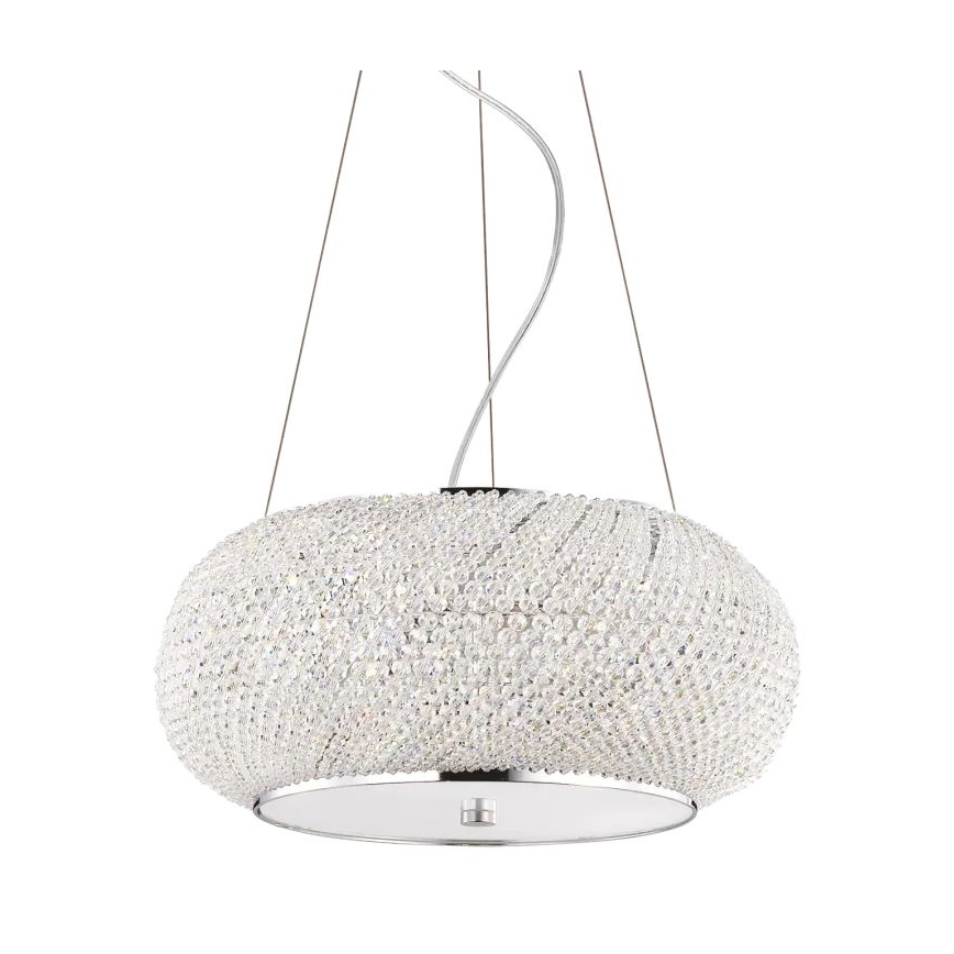 Ideal Lux - Kristall-Kronleuchter an Aufhängung PASHA 6xE14/40W/230V d 40 cm glänzendes Chrom