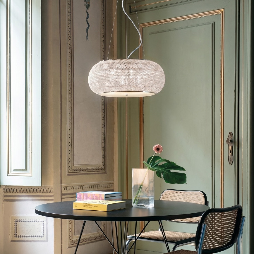 Ideal Lux - Kristall-Kronleuchter an Aufhängung PASHA 6xE14/40W/230V d 40 cm golden