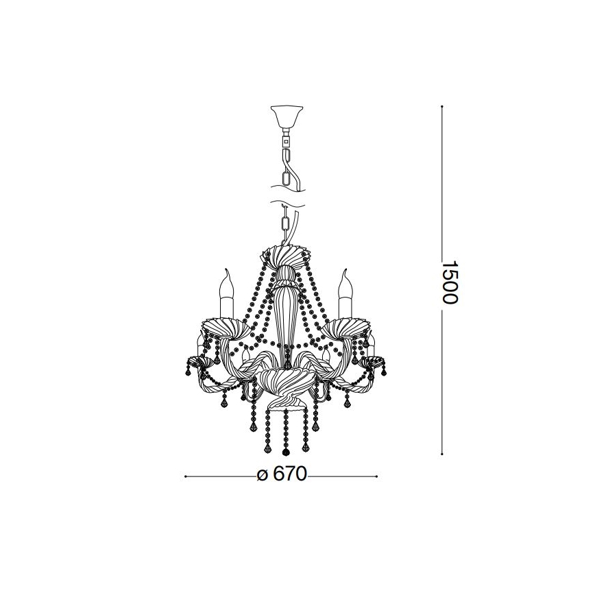 Ideal Lux - Kristall-Kronleuchter an Kette AMADEUS 6xE14/40W/230V d 67 cm klar