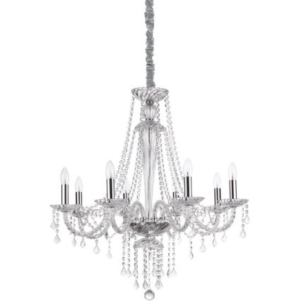 Ideal Lux - Kristall-Kronleuchter an Kette AMADEUS 8xE14/40W/230V d 80 cm klar