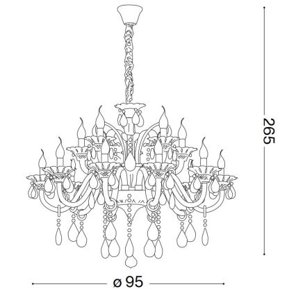 Ideal Lux - Kristall-Kronleuchter an Kette COLOSSAL 15xE14/40W/230V d 95 cm grau/glänzendes Chrom