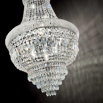 Ideal Lux - Kristall-Kronleuchter an Kette DUBAI 10xE14/28W/230V d 52 cm glänzendes Chrom