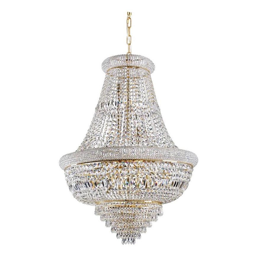 Ideal Lux - Kristall-Kronleuchter an Kette DUBAI 24xE14/28W/230V d 80 cm golden