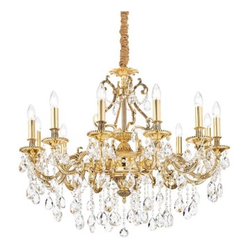 Ideal Lux - Kristall-Kronleuchter an Kette GIOCONDA 12xE14/40W/230V d 90 cm golden