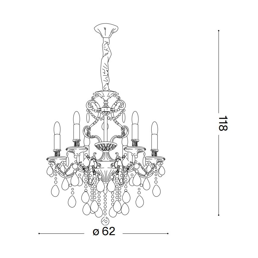 Ideal Lux - Kristall-Kronleuchter an Kette GIOCONDA 6xE14/40W/230V d 62 cm golden