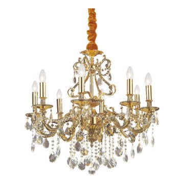 Ideal Lux - Kristall-Kronleuchter an Kette GIOCONDA 8xE14/40W/230V d 73 cm golden