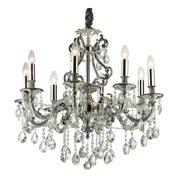 Ideal Lux - Kristall-Kronleuchter an Kette GIOCONDA 8xE14/40W/230V d 73 cm silbern