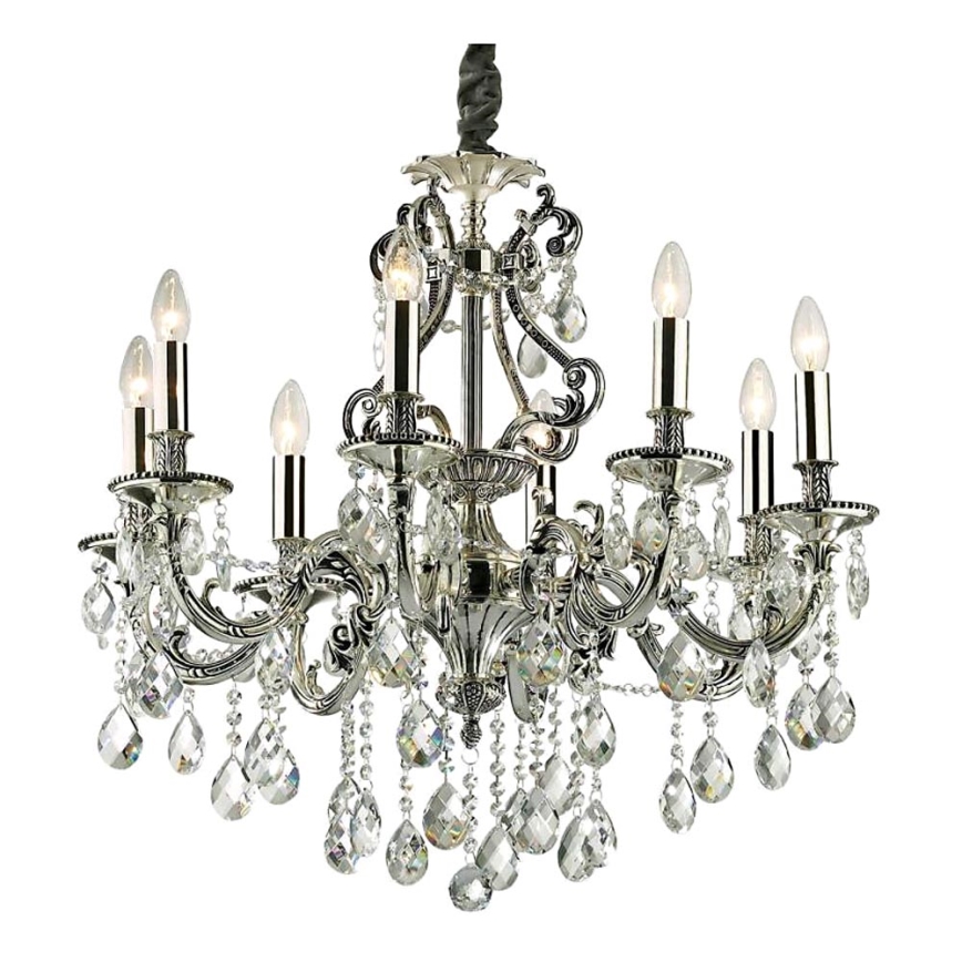 Ideal Lux - Kristall-Kronleuchter an Kette GIOCONDA 8xE14/40W/230V d 73 cm silbern