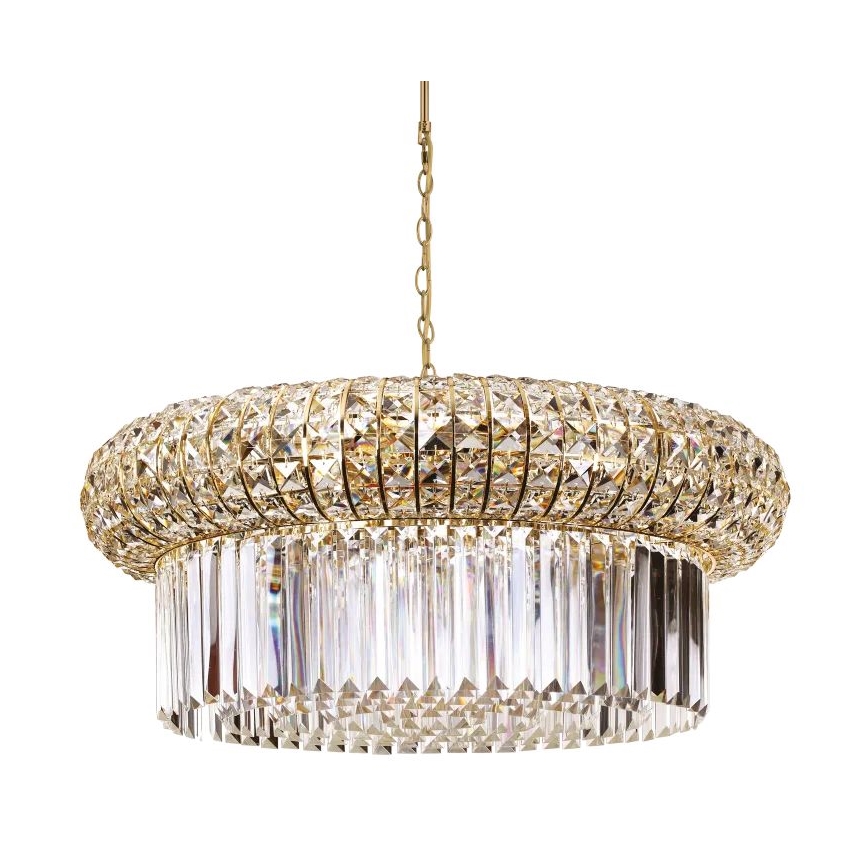 Ideal Lux - Kristall-Kronleuchter an Kette NABUCCO 16xE14/40W/230V d 70 cm golden