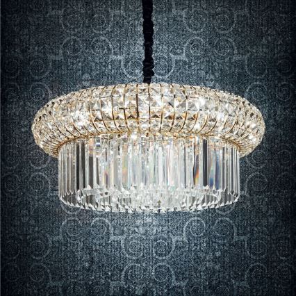 Ideal Lux - Kristall-Kronleuchter an Kette NABUCCO 16xE14/40W/230V d 70 cm golden