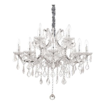 Ideal Lux - Kristall-Kronleuchter an Kette NAPOLEON 12xE14/40W/230V d 74 cm glänzendes Chrom