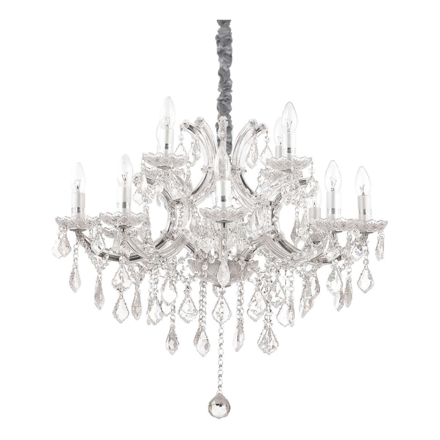 Ideal Lux - Kristall-Kronleuchter an Kette NAPOLEON 12xE14/40W/230V d 74 cm glänzendes Chrom