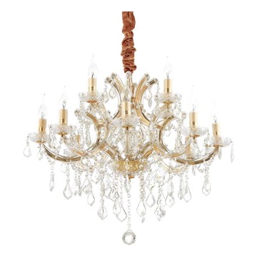 Ideal Lux - Kristall-Kronleuchter an Kette NAPOLEON 12xE14/40W/230V d 74 cm golden