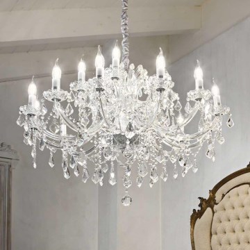 Ideal Lux - Kristall-Kronleuchter an Kette NAPOLEON 18xE14/40W/230V d 96 cm glänzendes Chrom