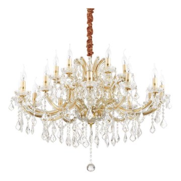 Ideal Lux - Kristall-Kronleuchter an Kette NAPOLEON 18xE14/40W/230V d 96 cm golden