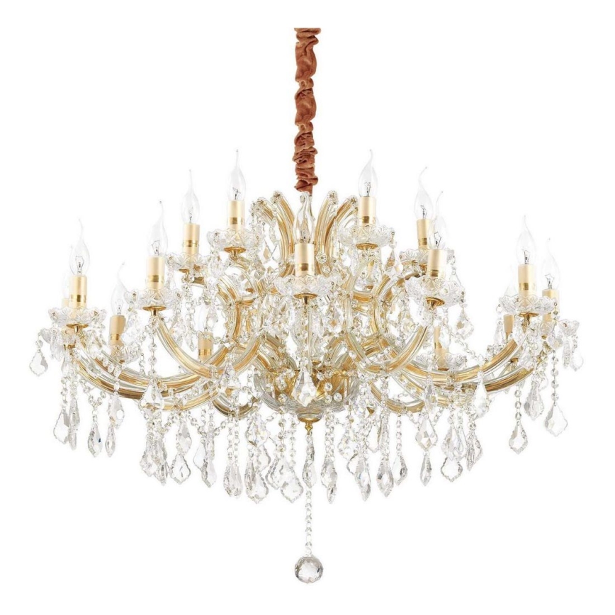 Ideal Lux - Kristall-Kronleuchter an Kette NAPOLEON 18xE14/40W/230V d 96 cm golden