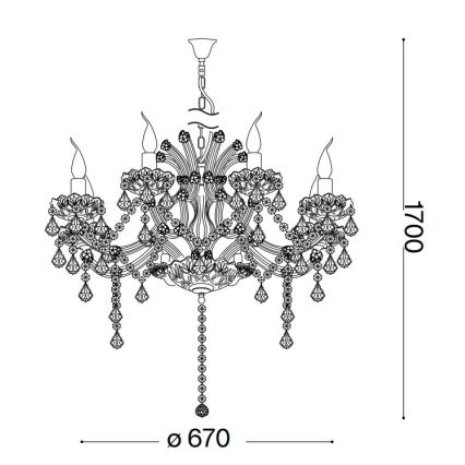 Ideal Lux - Kristall-Kronleuchter an Kette NAPOLEON 8xE14/40W/230V d 67 cm Chrom