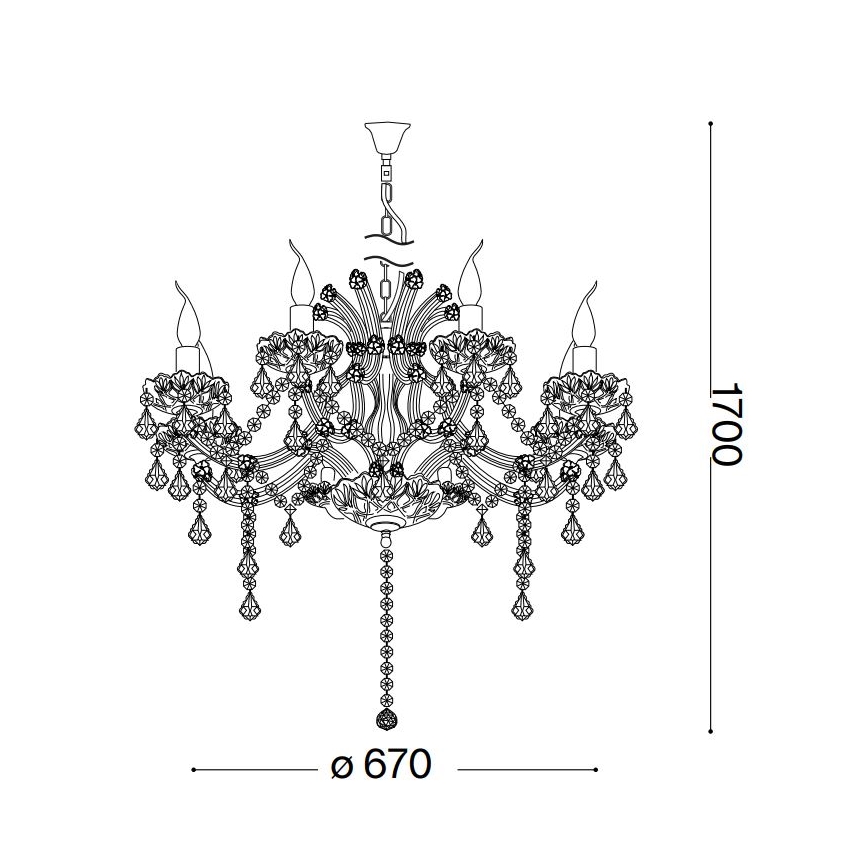 Ideal Lux - Kristall-Kronleuchter an Kette NAPOLEON 8xE14/40W/230V d 67 cm Chrom