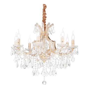 Ideal Lux - Kristall-Kronleuchter an Kette NAPOLEON 8xE14/40W/230V d 67 cm golden
