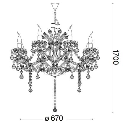 Ideal Lux - Kristall-Kronleuchter an Kette NAPOLEON 8xE14/40W/230V d 67 cm golden