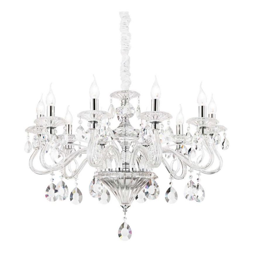 Ideal Lux - Kristall-Kronleuchter an Kette NEGRESCO 10xE14/28W/230V d 85 cm klar