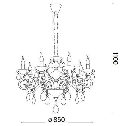 Ideal Lux - Kristall-Kronleuchter an Kette NEGRESCO 10xE14/28W/230V d 85 cm klar