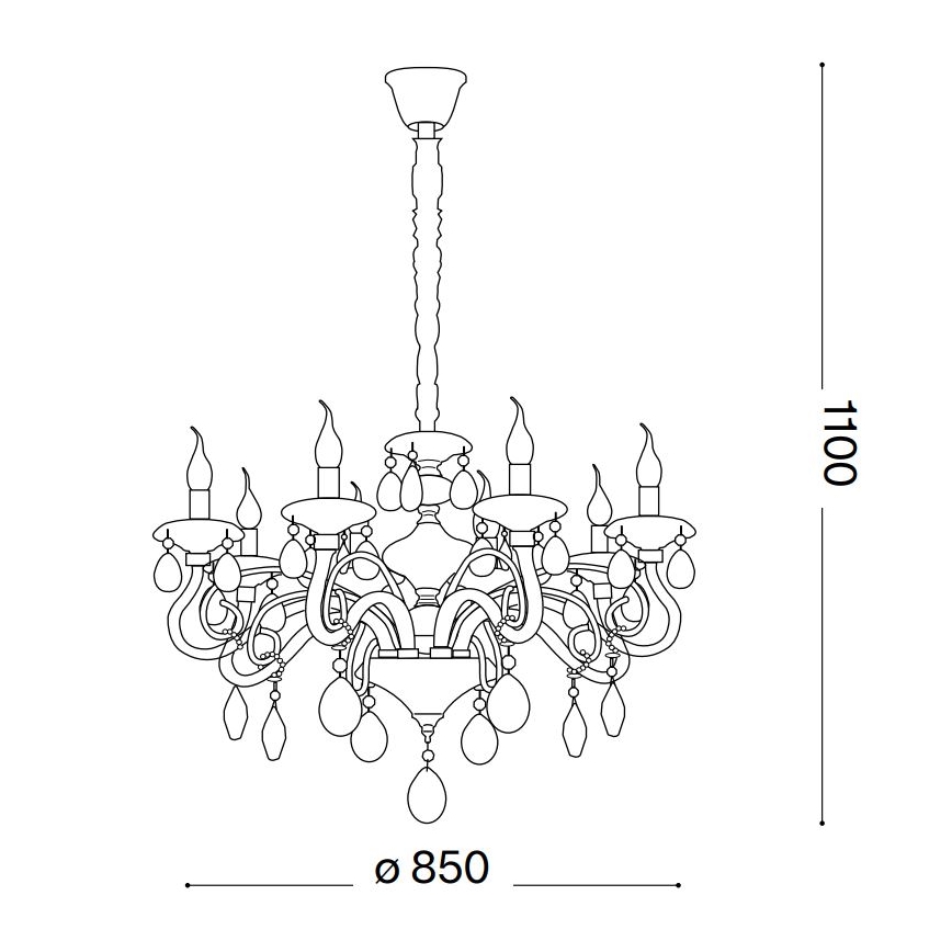 Ideal Lux - Kristall-Kronleuchter an Kette NEGRESCO 10xE14/28W/230V d 85 cm klar