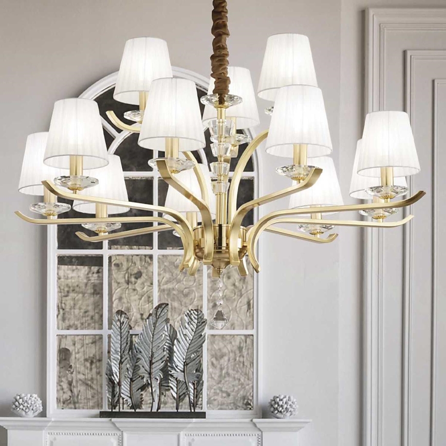 Ideal Lux - Kristall-Kronleuchter an Kette PEGASO 12xE14/28W/230V d 102 cm golden