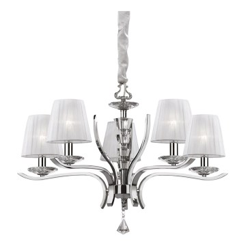 Ideal Lux - Kristall-Kronleuchter an Kette PEGASO 5xE14/28W/230V d 72 cm glänzendes Chrom