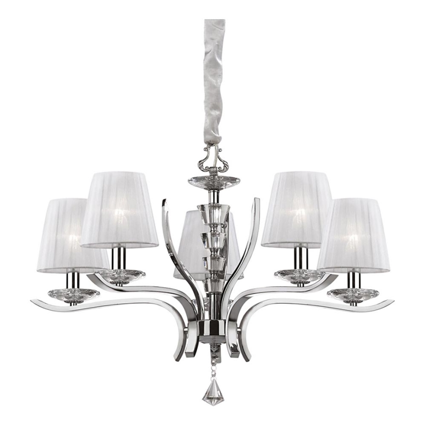 Ideal Lux - Kristall-Kronleuchter an Kette PEGASO 5xE14/28W/230V d 72 cm glänzendes Chrom