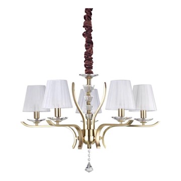 Ideal Lux - Kristall-Kronleuchter an Kette PEGASO 5xE14/28W/230V d 72 cm golden